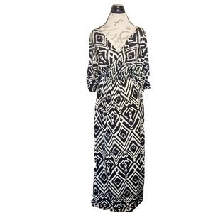 T-Bags Los Angeles Womens Dress Maxi V Neck Smocked Waist Kimono Lagenlook Boho